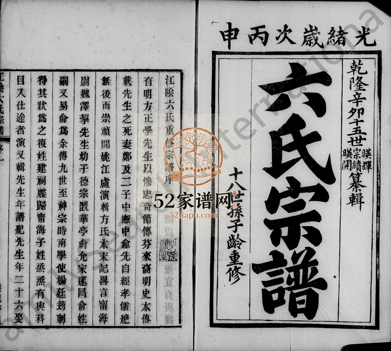 1896年修江阴六氏宗谱[6卷首1卷]江苏六姓电子版族谱下载