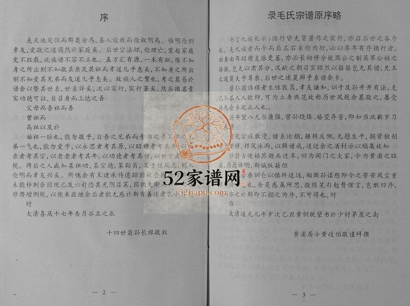 2001年修毛氏宗谱 江苏阜宁 滨海注诗堂毛姓电子版族谱下载