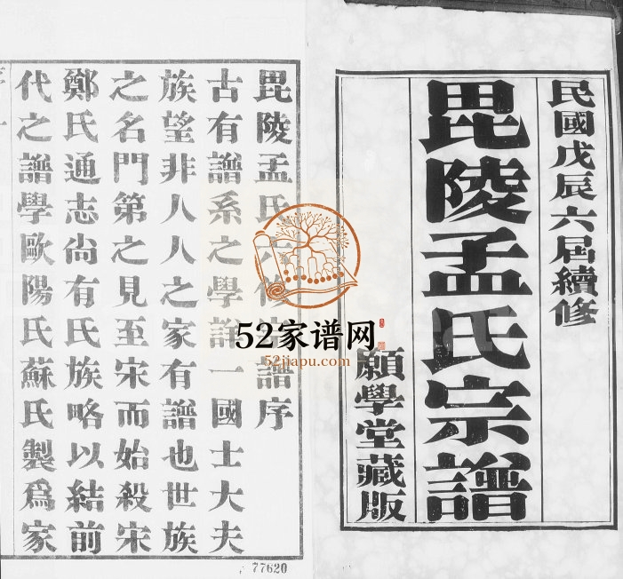 1928年毘陵孟氏六修宗谱[16卷]江苏武进孟姓电子版族谱下载
