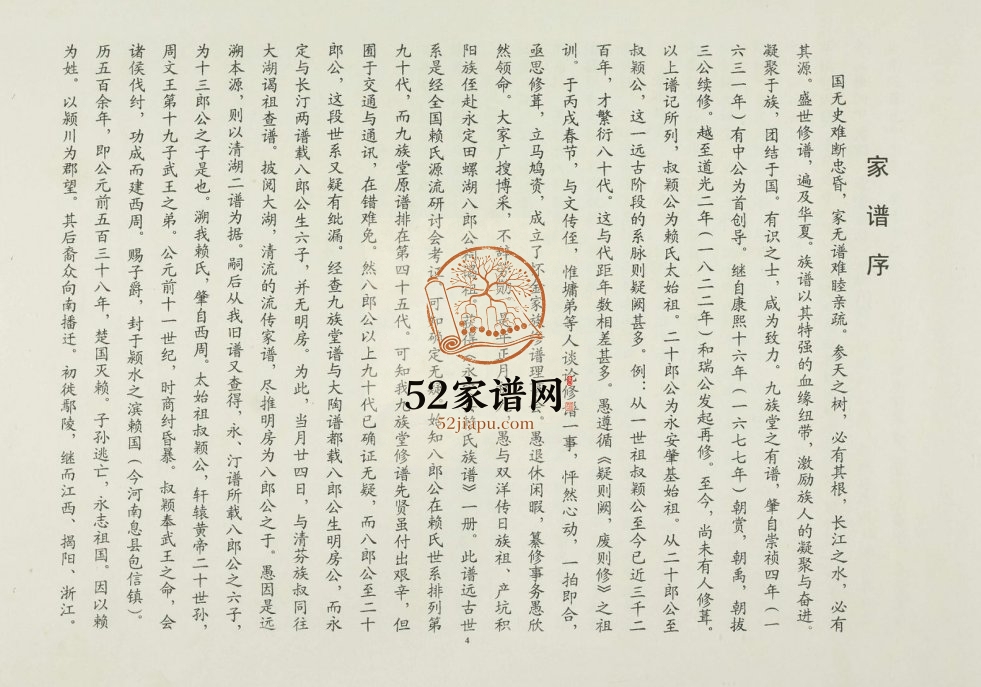 2006年修赖氏怀金家谱 浙江松阳 福建安溪 德化 漳平九族堂赖姓PDF电子版族谱下载