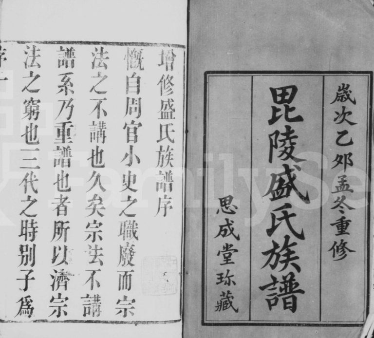 1915年修毘陵盛氏族谱[20卷]江苏武进思成堂盛姓电子版家谱下载