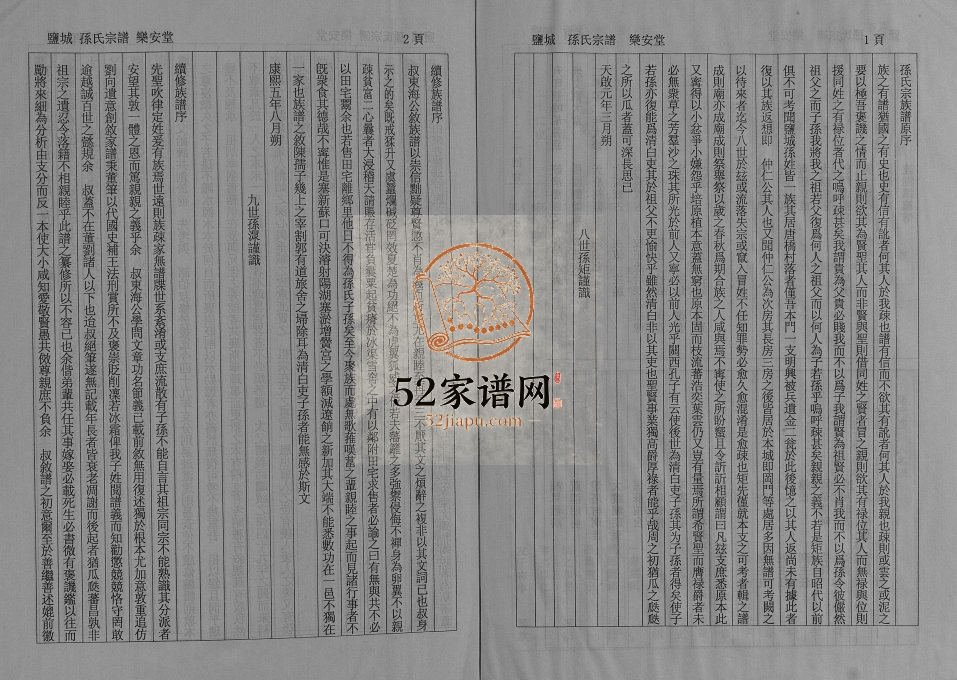 2002年八修孙氏宗谱[5卷首1卷]江苏盐城乐安堂孙姓电子版族谱下载