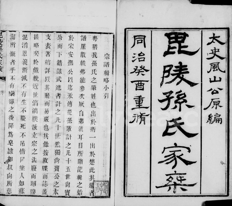 1873年修毘陵孙氏家乘[16卷]江苏武进孙姓电子版族谱下载