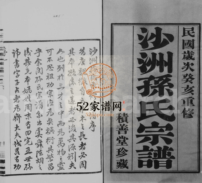 1923年修沙洲孙氏宗谱[18卷]江苏江阴积善堂孙姓电子版族谱下载