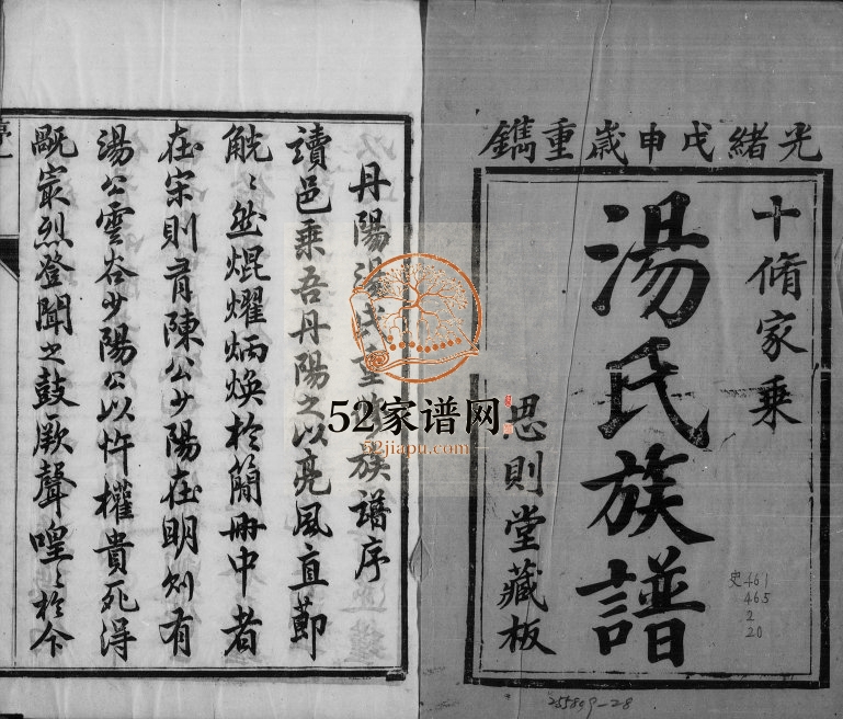 1908年汤氏十修宗谱[20卷]江苏丹阳思则堂汤姓电子版族谱下载