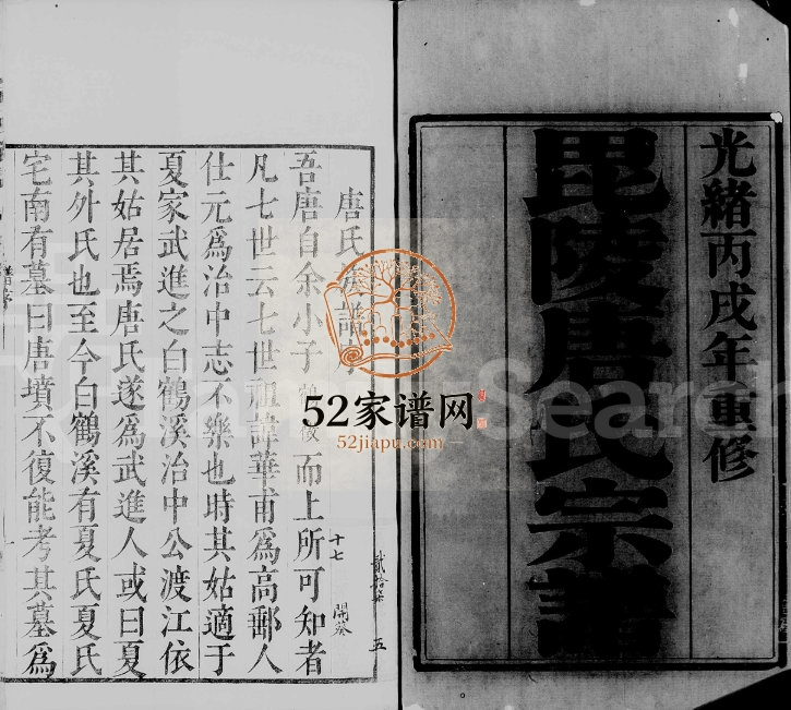 1886年修毘陵唐氏家谱 江苏武进唐姓电子版族谱下载