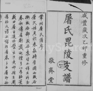 1856年修屠氏毘陵支谱[16卷及卷首末]江苏武进敬齐堂屠姓电子版族谱下载