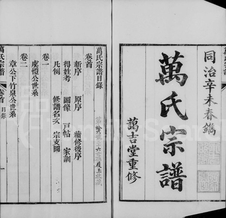 1871年修洞庭东山万氏宗谱[12卷含卷首末]江苏吴中 镇江蔼吉堂万姓电子版族谱下载