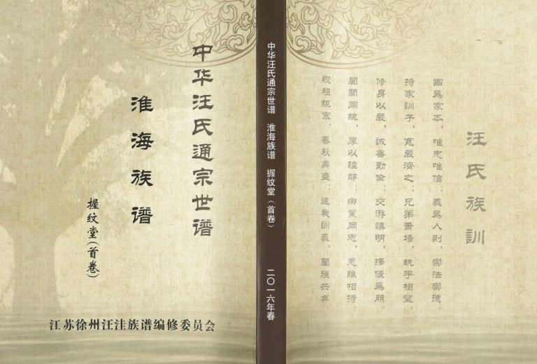 2016年修中华汪氏通宗世谱淮海族谱[10卷含首卷]江苏徐州握纹堂汪姓电子版家谱下载