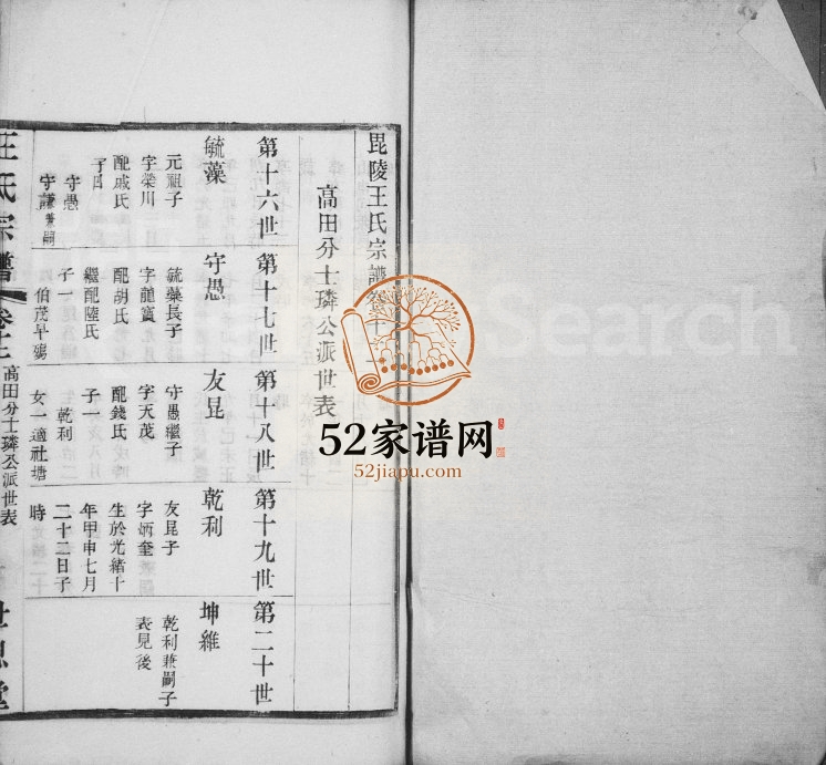 毘陵王氏宗谱 江苏武进世恩堂王姓电子版族谱下载