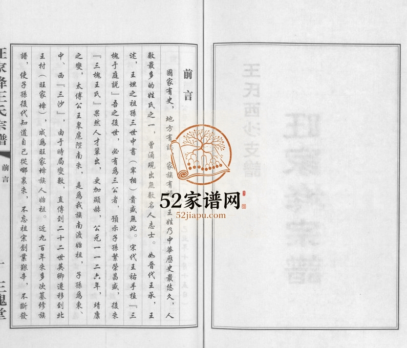 2009年修王氏西沙支谱旺家(土夅)宗谱 江苏江阴三槐堂王姓电子版族谱下载