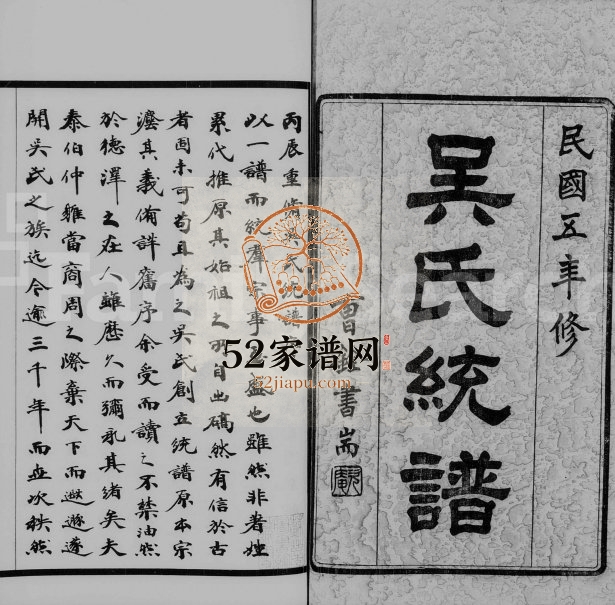 1917年修吴氏统谱[卷数杂异]江苏无锡 闾江 六合 高邮 河南 浙江至德堂吴姓电子版族谱下载