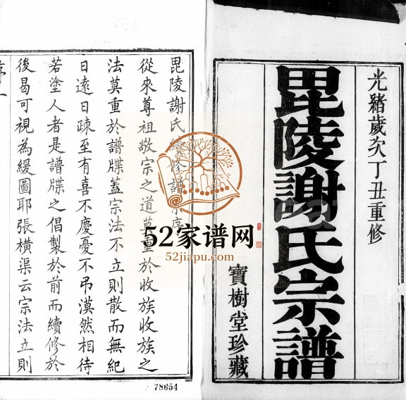1877年修毘陵谢氏宗谱[36卷]江苏武进宝树堂谢姓电子版族谱下载