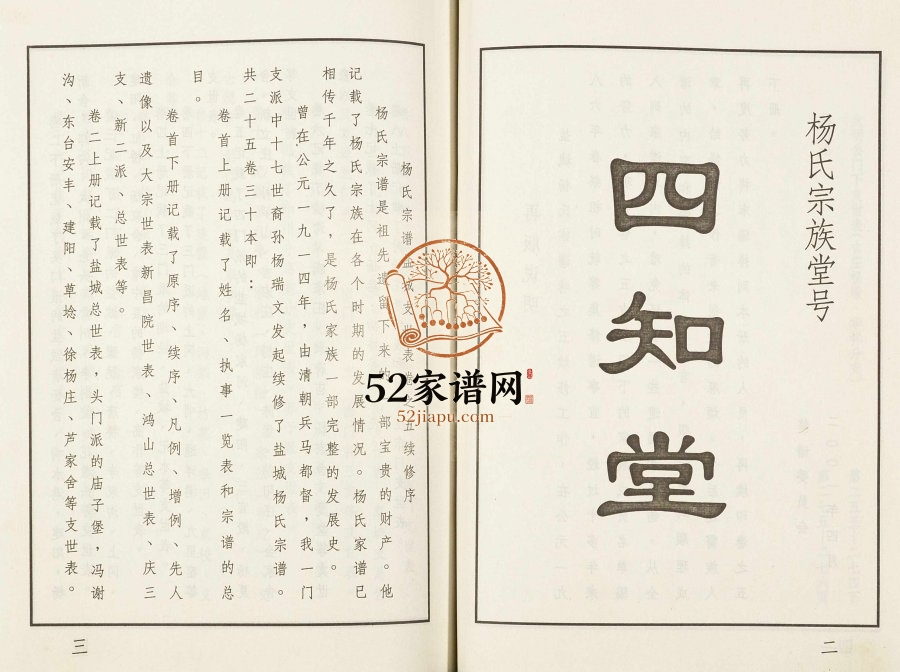 2001年修杨氏宗谱吉庄支 江苏盐城四知堂杨姓电子版族谱下载