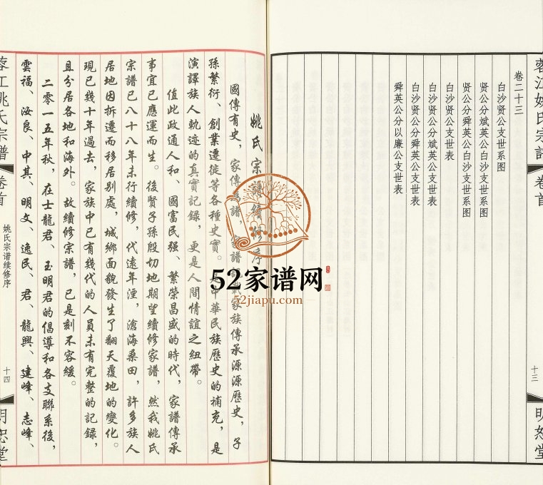 2017年十二修蓉江白沙姚氏宗谱[23卷首1卷]江苏江阴明恕堂姚姓电子版族谱下载