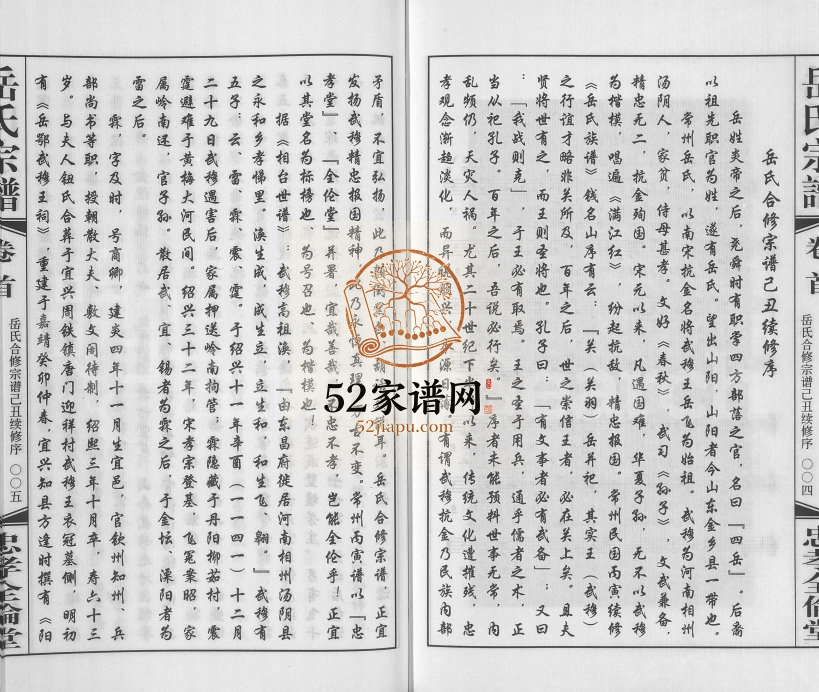 2009年重修岳氏宗谱[10卷]江苏常州忠孝全伦堂岳姓电子版族谱下载