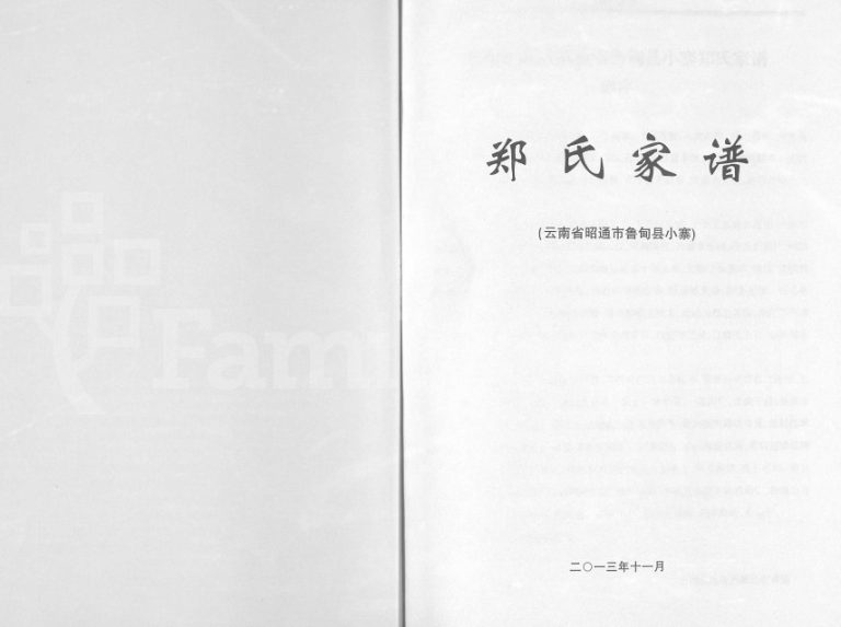 2013年续修郑氏家谱云南省昭通市鲁甸县小寨 郑忠堂郑姓电子版族谱下载