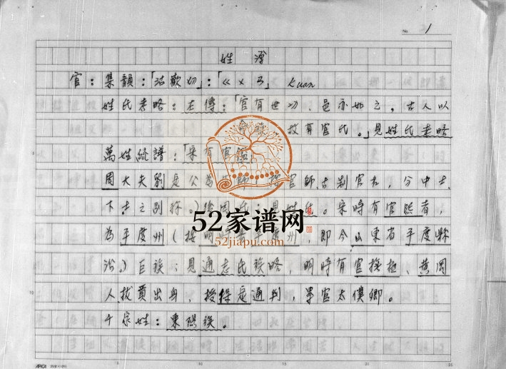 1986年修[官氏]祖谱 云南 缅甸官姓电子版族谱下载