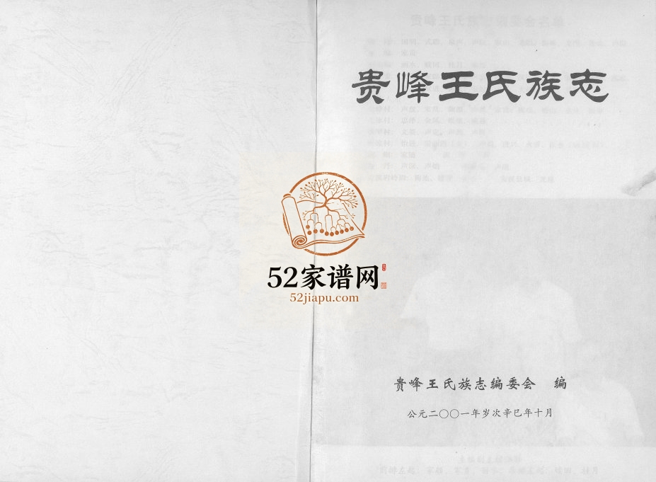2001年修贵峰王氏族志 福建南安王姓电子版族谱下载
