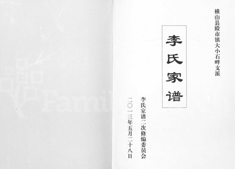 2013年二修横山县殿市镇大小石畔支派李氏家谱 陕西李姓电子版族谱下载