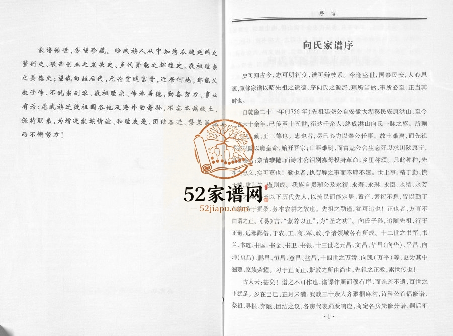2013年修向氏家谱安徽老屋安康洪山紫阳蒿坪 陕西版心堂向姓电子版族谱下载