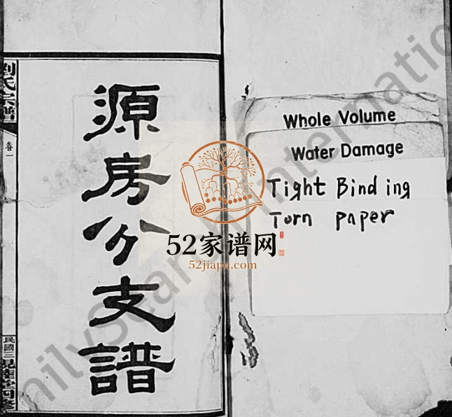 1914年修刘氏宗谱 [残卷]源房分支谱 湖南浏阳 广东惠阳 博罗 兴宁 浙江金华刘姓电子版族谱下载
