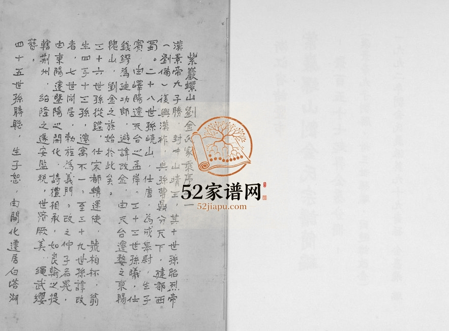 1992年修[刘金氏]紫岩螺山刘金氏宗谱简编 聚百五十七起升公房分册电子版族谱下载