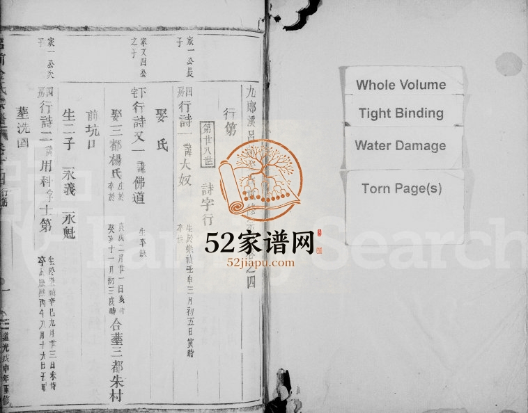 1848年九郎溪吕前金氏重修宗谱[残卷]浙江缙云金姓电子版族谱下载