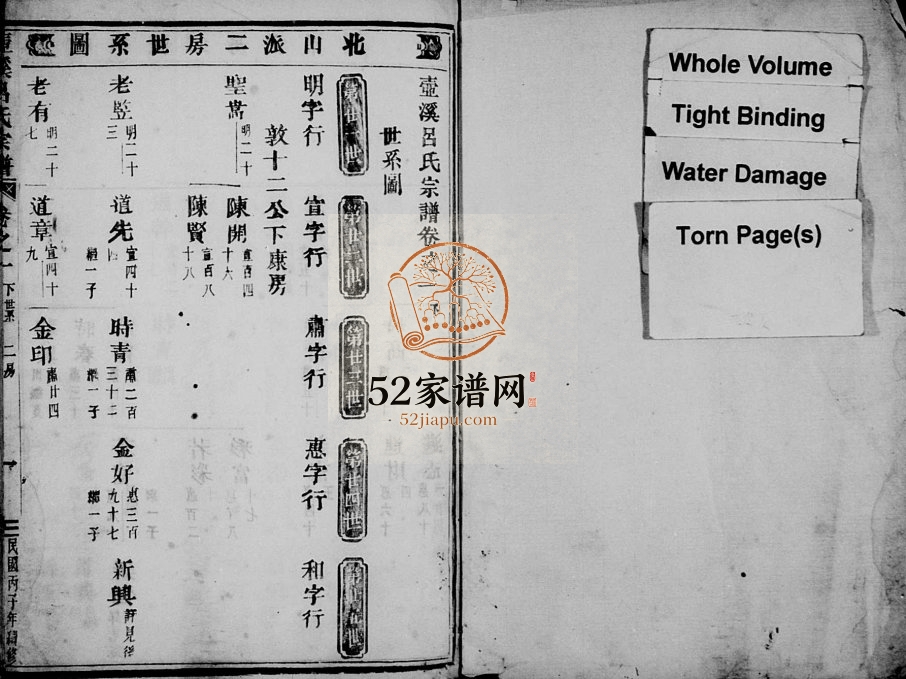 1936年修壶溪吕氏宗谱[21卷?]浙江缙云吕姓电子版族谱下载