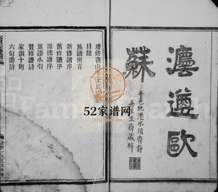 1959年增修凤卧蒲山王氏宗谱 浙江平阳王姓电子版族谱下载