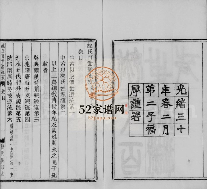 1904年修姚氏百世源流攷[2卷]浙江柯桥姚姓电子版族谱下载