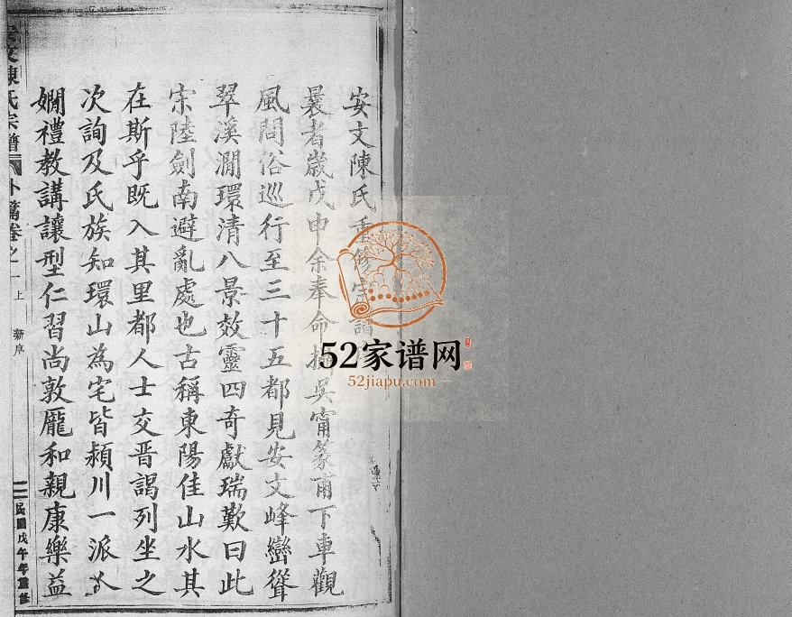 1919年修安文陈氏宗谱[55卷首1卷外篇7卷]浙江东阳陈姓电子版族谱下载