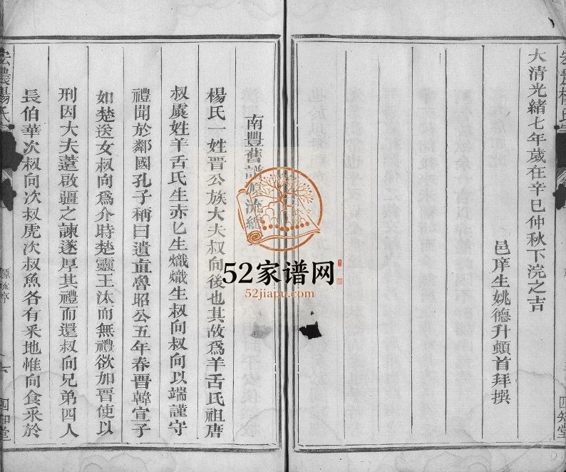 1881年修宏农杨氏宗谱[2卷]江西南丰 新城 广昌 福建宁化 泉州四知堂杨姓电子版族谱下载