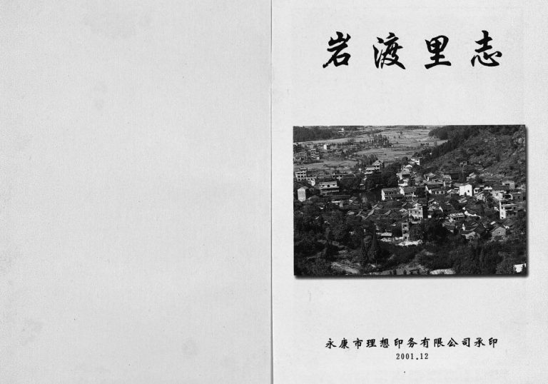 2001年岩渡里志 浙江永康王姓电子版族谱下载