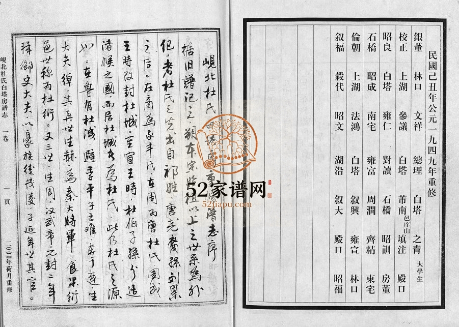 2000年续修岘北杜氏白塔房谱志[2卷]浙江金华 东阳杜姓电子版族谱下载