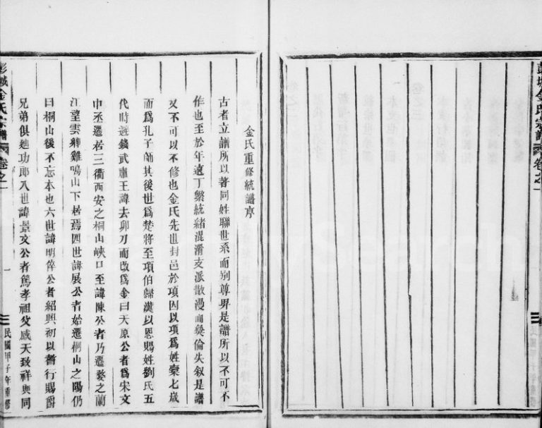 1945年修彭城金氏宗谱[3卷首1卷]浙江金华金姓电子版族谱下载
