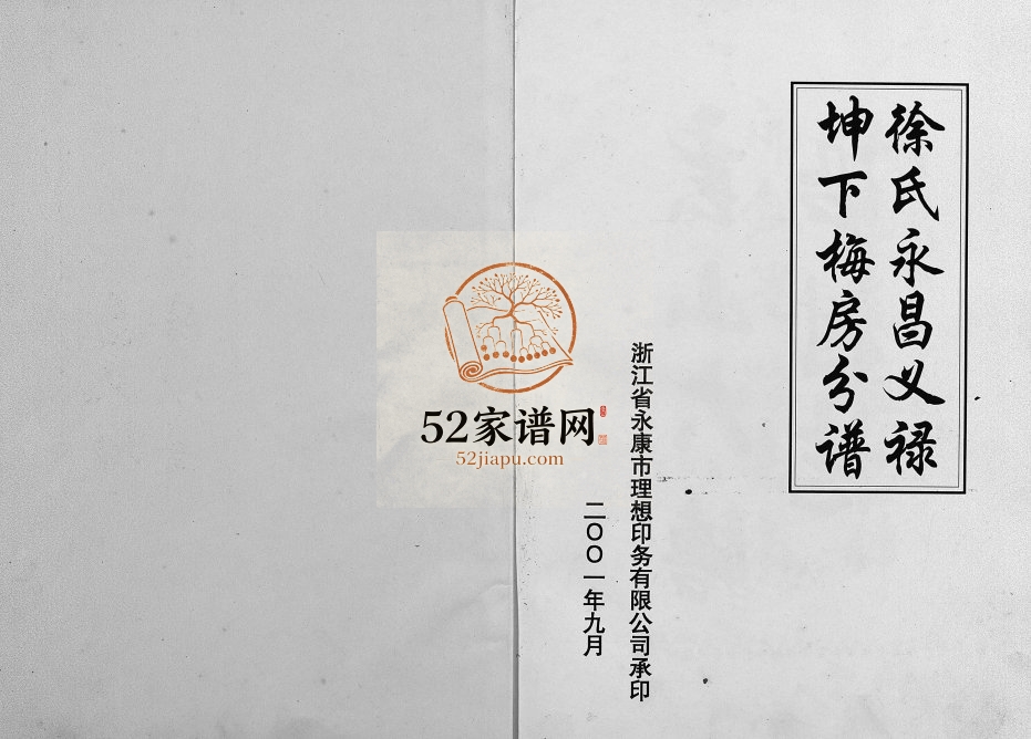 2001年修[徐氏]大塘沿村志[1卷]浙江永康徐姓电子版族谱下载
