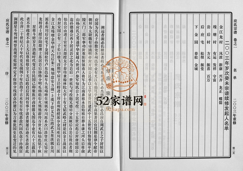 2003年重修应氏宗谱[6卷]浙江永康永杲灿堂应姓电子版族谱下载