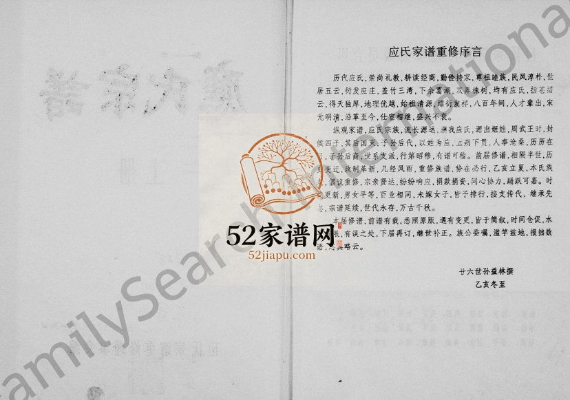 1995年重修应氏宗谱 浙江缙云应姓电子版族谱下载