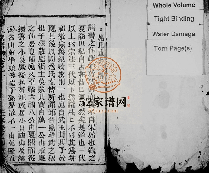 1819年修应氏宗谱[残卷]浙江缙云应姓电子版族谱下载