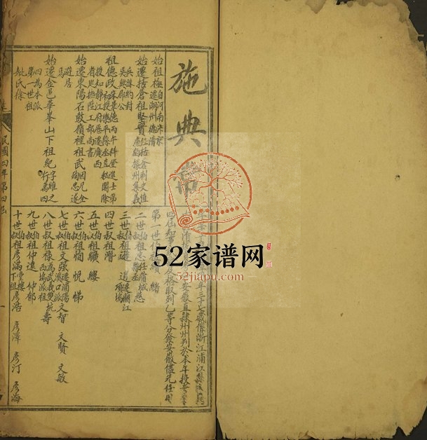 1915年修施典常履历 浙江浦江施姓电子版族谱下载