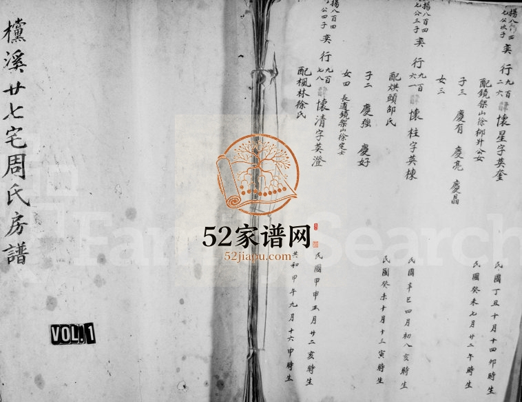 1950年修欓溪廿七宅周氏房谱 浙江永嘉周姓电子版族谱下载
