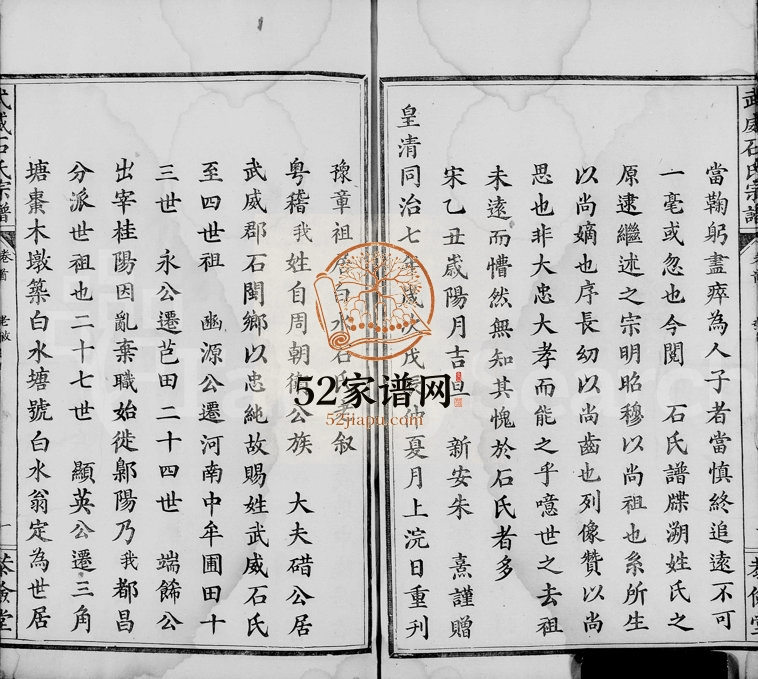 1868年修武威石氏宗谱[3卷含卷首]浙江 湖北大冶 江苏恭俭堂石姓电子版族谱下载