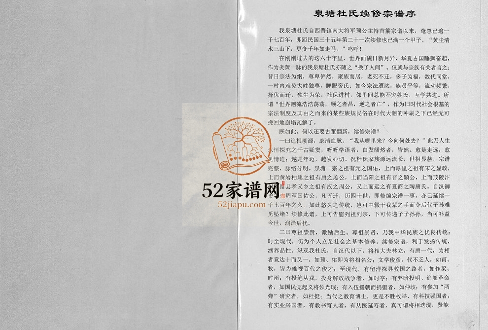 2005年重修泉塘杜氏宗谱[4卷]浙江东阳杜姓电子版族谱下载