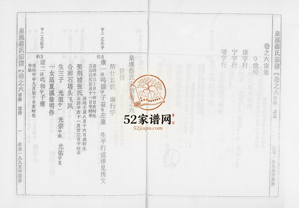1995年修泉溪蔡氏宗谱 浙江金华 武义蔡姓电子版族谱下载