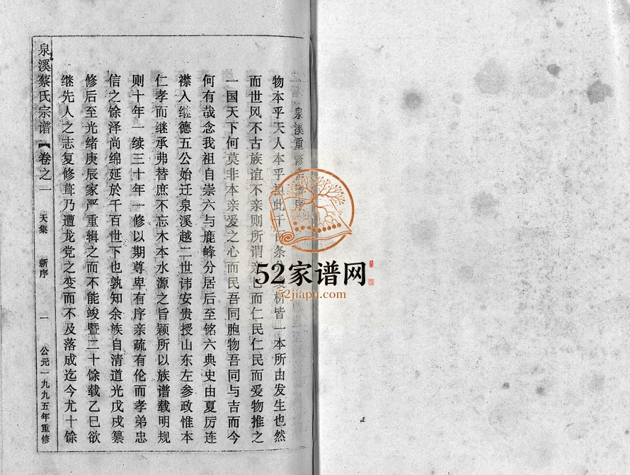 1995年重修泉溪蔡氏宗谱[18卷附1卷]浙江东阳蔡姓电子版族谱下载