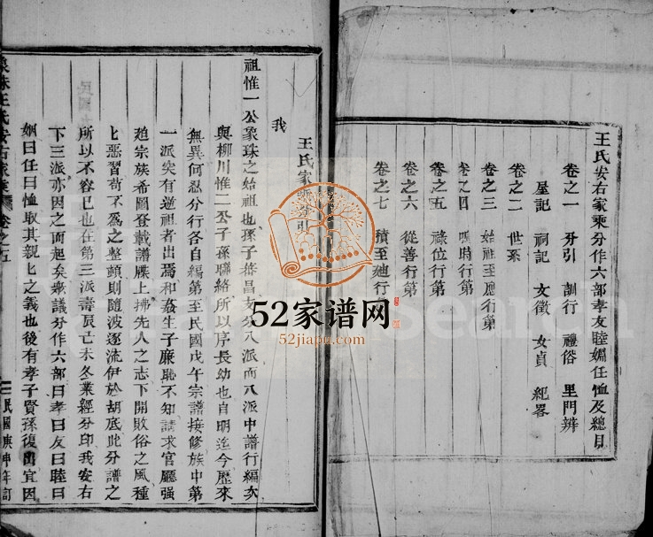 1920年修王氏安右家乘[7卷]浙江永康王姓电子版族谱下载