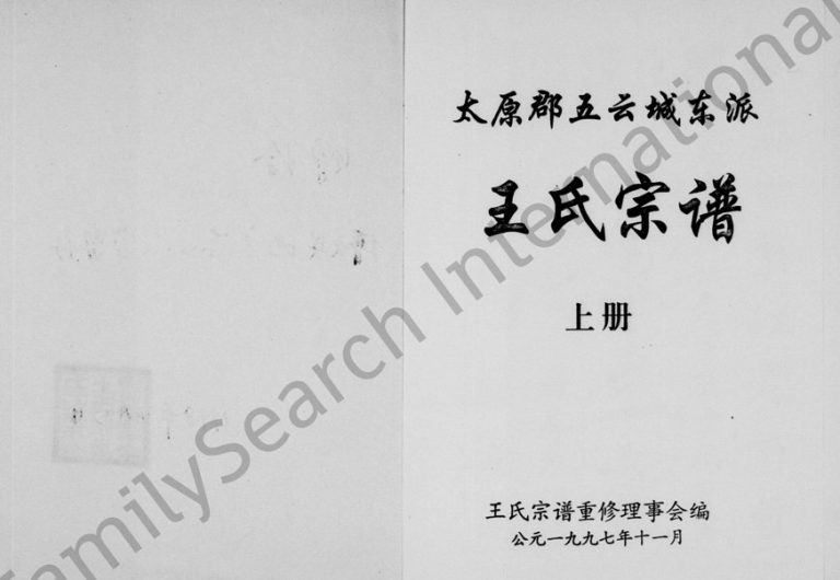 1997年重修太原郡五云城东派王氏宗谱[上下卷]浙江缙云王姓电子版族谱下载