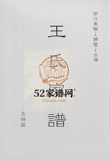 1989年修王氏家谱 浙江东阳 诸暨 台湾王姓电子版族谱下载