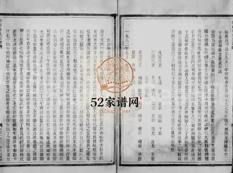 1982年修珍川朱氏宗谱 浙江永嘉朱姓电子版族谱下载
